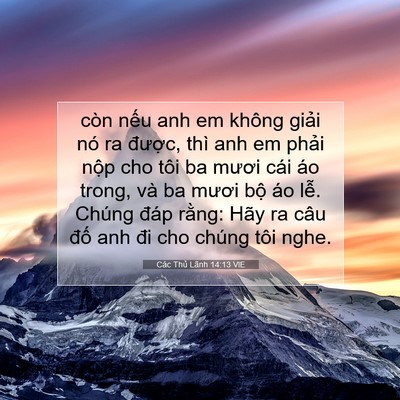 Picture 07 - Các Thủ Lãnh 14:13 VIE - còn nếu anh em không giải nó ra được, - Bible Verse Picture