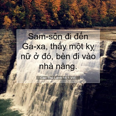 Picture 07 - Các Thủ Lãnh 16:1 VIE - Sam-sôn đi đến Ga-xa, thấy một kỵ nữ - Bible Verse Picture