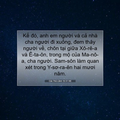 Picture 07 - Các Thủ Lãnh 16:31 VIE - Kế đó, anh em người và cả nhà cha - Bible Verse Picture