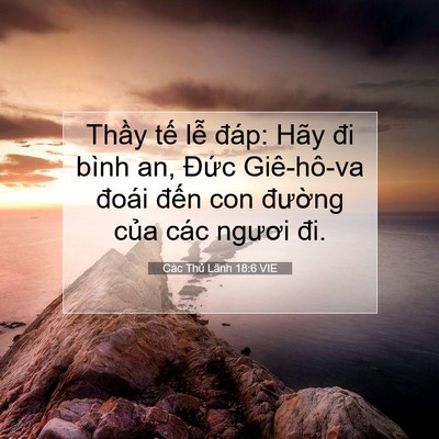 Picture 07 - Các Thủ Lãnh 18:6 VIE - Thầy tế lễ đáp: Hãy đi bình an, Đức - Bible Verse Picture