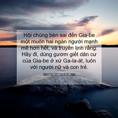 Picture 07 - Các Thủ Lãnh 21:10 VIE - Hội chúng bèn sai đến Gia-be một muôn - Bible Verse Picture