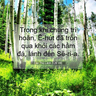 Picture 07 - Các Thủ Lãnh 3:26 VIE - Trong khi chúng trì hoãn, Ê-hút đã trốn - Bible Verse Picture