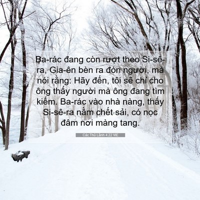 Picture 07 - Các Thủ Lãnh 4:22 VIE - Ba-rác đang còn rượt theo Si-sê-ra, - Bible Verse Picture