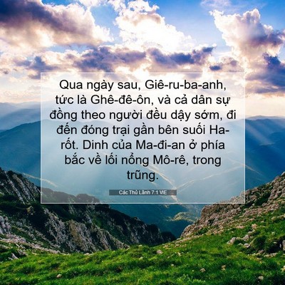 Picture 07 - Các Thủ Lãnh 7:1 VIE - Qua ngày sau, Giê-ru-ba-anh, tức là - Bible Verse Picture