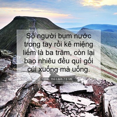 Picture 07 - Các Thủ Lãnh 7:6 VIE - Số người bụm nước trong tay rồi kê - Bible Verse Picture