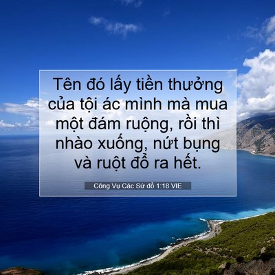 Picture 07 - Công Vụ Các Sứ đồ 1:18 VIE - Tên đó lấy tiền thưởng của tội ác - Bible Verse Picture