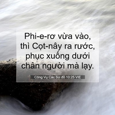 Picture 07 - Công Vụ Các Sứ đồ 10:25 VIE - Phi-e-rơ vừa vào, thì Cọt-nây ra rước, - Bible Verse Picture