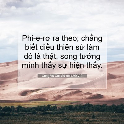 Picture 07 - Công Vụ Các Sứ đồ 12:9 VIE - Phi-e-rơ ra theo; chẳng biết điều thiên - Bible Verse Picture
