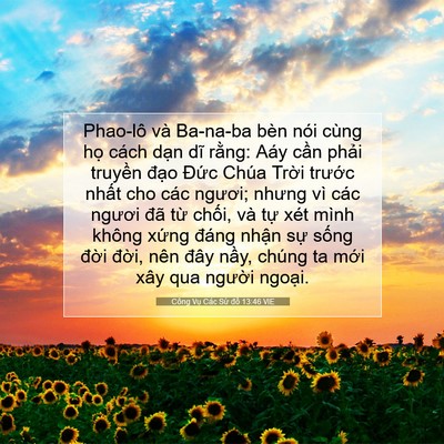 Picture 07 - Công Vụ Các Sứ đồ 13:46 VIE - Phao-lô và Ba-na-ba bèn nói cùng họ cách - Bible Verse Picture