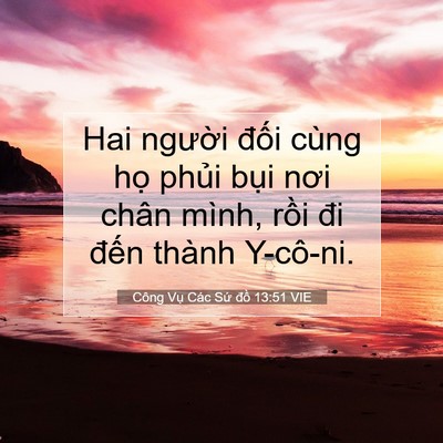 Picture 07 - Công Vụ Các Sứ đồ 13:51 VIE - Hai người đối cùng họ phủi bụi nơi - Bible Verse Picture