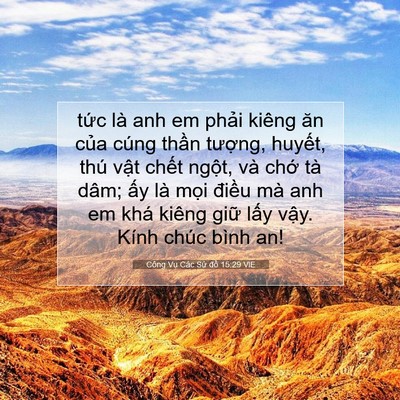 Picture 07 - Công Vụ Các Sứ đồ 15:29 VIE - tức là anh em phải kiêng ăn của cúng - Bible Verse Picture