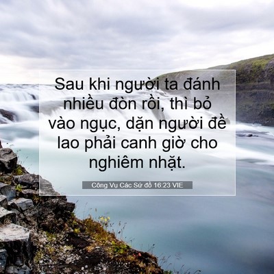 Picture 07 - Công Vụ Các Sứ đồ 16:23 VIE - Sau khi người ta đánh nhiều đòn rồi, - Bible Verse Picture
