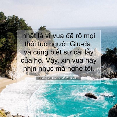 Picture 07 - Công Vụ Các Sứ đồ 26:3 VIE - nhất là vì vua đã rõ mọi thói tục - Bible Verse Picture