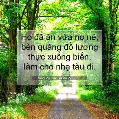 Picture 07 - Công Vụ Các Sứ đồ 27:38 VIE - Họ đã ăn vừa no nê, bèn quăng đồ - Bible Verse Picture