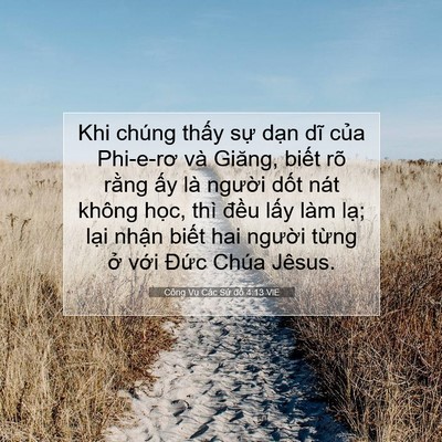 Picture 07 - Công Vụ Các Sứ đồ 4:13 VIE - Khi chúng thấy sự dạn dĩ của Phi-e-rơ - Bible Verse Picture