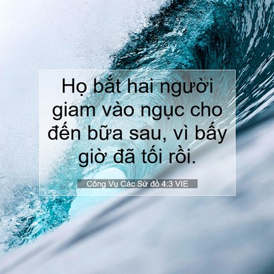 Picture 07 - Công Vụ Các Sứ đồ 4:3 VIE - Họ bắt hai người giam vào ngục cho - Bible Verse Picture