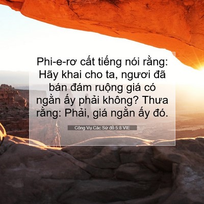 Picture 07 - Công Vụ Các Sứ đồ 5:8 VIE - Phi-e-rơ cất tiếng nói rằng: Hãy khai - Bible Verse Picture