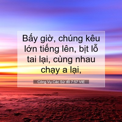 Picture 07 - Công Vụ Các Sứ đồ 7:57 VIE - Bấy giờ, chúng kêu lớn tiếng lên, - Bible Verse Picture