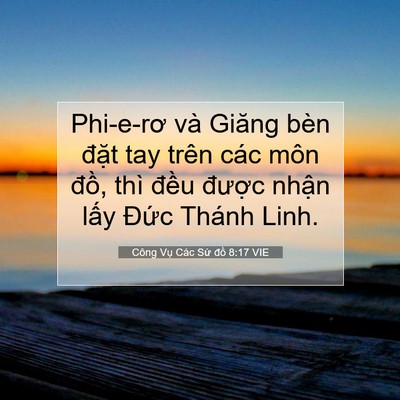 Picture 07 - Công Vụ Các Sứ đồ 8:17 VIE - Phi-e-rơ và Giăng bèn đặt tay trên các - Bible Verse Picture