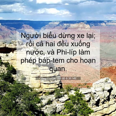 Picture 07 - Công Vụ Các Sứ đồ 8:38 VIE - Người biểu dừng xe lại; rồi cả hai - Bible Verse Picture