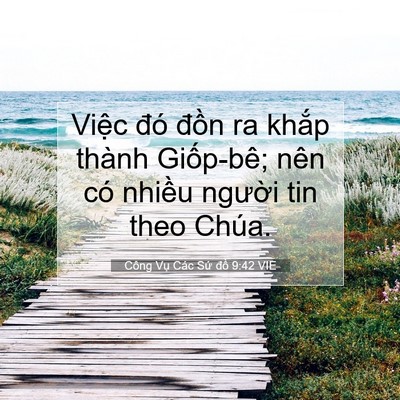 Picture 07 - Công Vụ Các Sứ đồ 9:42 VIE - Việc đó đồn ra khắp thành Giốp-bê; - Bible Verse Picture