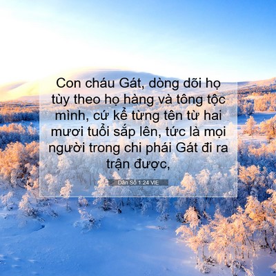 Picture 07 - Dân Số 1:24 VIE - Con cháu Gát, dòng dõi họ tùy theo họ - Bible Verse Picture