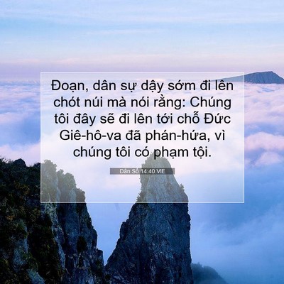 Picture 07 - Dân Số 14:40 VIE - Đoạn, dân sự dậy sớm đi lên chót - Bible Verse Picture