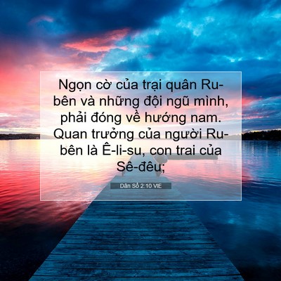 Picture 07 - Dân Số 2:10 VIE - Ngọn cờ của trại quân Ru-bên và - Bible Verse Picture