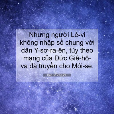 Picture 07 - Dân Số 2:33 VIE - Nhưng người Lê-vi không nhập sổ chung - Bible Verse Picture