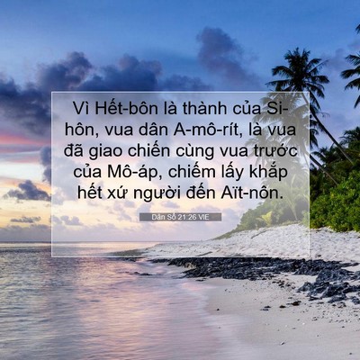 Picture 07 - Dân Số 21:26 VIE - Vì Hết-bôn là thành của Si-hôn, vua dân - Bible Verse Picture