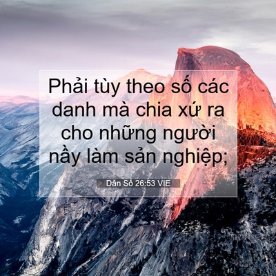 Picture 07 - Dân Số 26:53 VIE - Phải tùy theo số các danh mà chia xứ ra - Bible Verse Picture