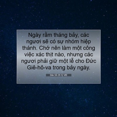 Picture 07 - Dân Số 29:12 VIE - Ngày rằm tháng bảy, các ngươi sẽ có - Bible Verse Picture