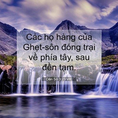 Picture 07 - Dân Số 3:23 VIE - Các họ hàng của Ghẹt-sôn đóng trại - Bible Verse Picture