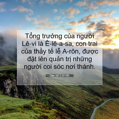 Picture 07 - Dân Số 3:32 VIE - Tổng trưởng của người Lê-vi là - Bible Verse Picture