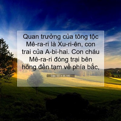 Picture 07 - Dân Số 3:35 VIE - Quan trưởng của tông tộc Mê-ra-ri là - Bible Verse Picture