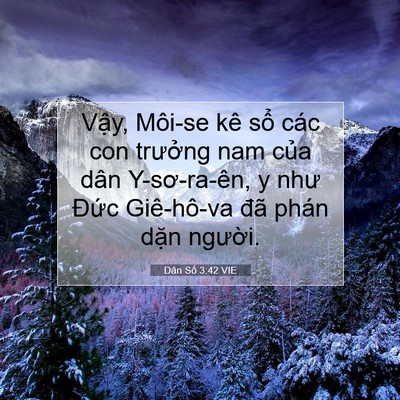 Picture 07 - Dân Số 3:42 VIE - Vậy, Môi-se kê sổ các con trưởng nam - Bible Verse Picture