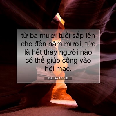 Picture 07 - Dân Số 4:3 VIE - từ ba mươi tuổi sắp lên cho đến năm - Bible Verse Picture