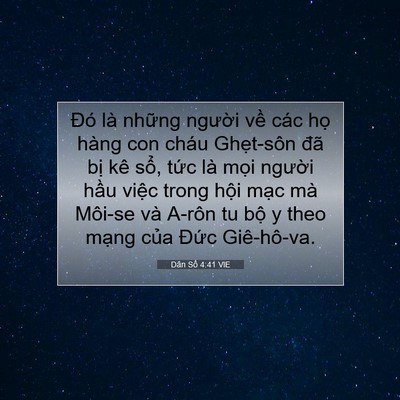 Picture 07 - Dân Số 4:41 VIE - Đó là những người về các họ hàng - Bible Verse Picture