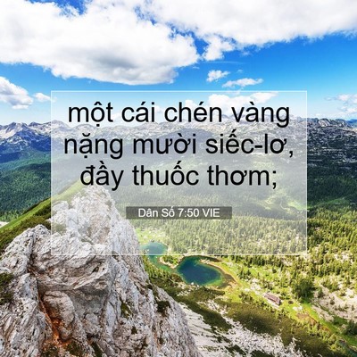 Picture 07 - Dân Số 7:50 VIE - một cái chén vàng nặng mười siếc-lơ, - Bible Verse Picture