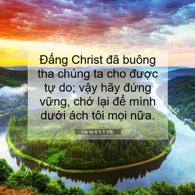 Picture 07 - Ga-la-ti 5:1 VIE - Đấng Christ đã buông tha chúng ta cho - Bible Verse Picture