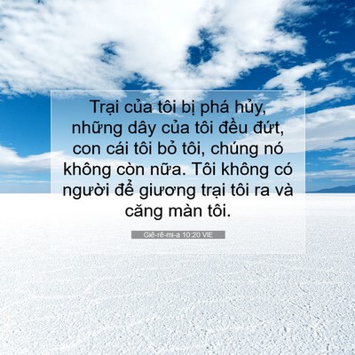 Picture 07 - Giê-rê-mi-a 10:20 VIE - Trại của tôi bị phá hủy, những dây - Bible Verse Picture