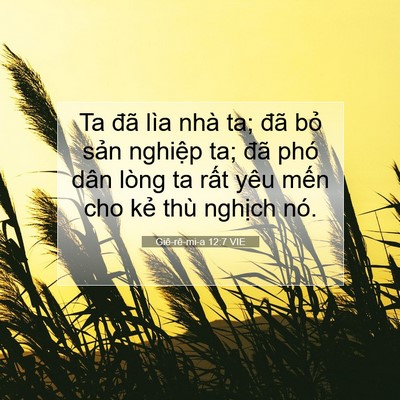 Picture 07 - Giê-rê-mi-a 12:7 VIE - Ta đã lìa nhà ta; đã bỏ sản nghiệp - Bible Verse Picture