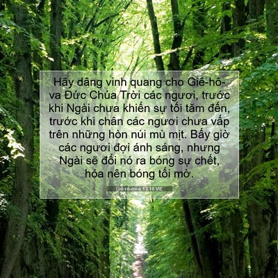 Picture 07 - Giê-rê-mi-a 13:16 VIE - Hãy dâng vinh quang cho Giê-hô-va Đức - Bible Verse Picture