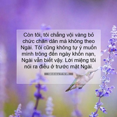 Picture 07 - Giê-rê-mi-a 17:16 VIE - Còn tôi, tôi chẳng vội vàng bỏ chức - Bible Verse Picture