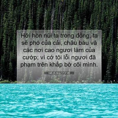 Picture 07 - Giê-rê-mi-a 17:3 VIE - Hỡi hòn núi ta trong đồng, ta sẽ phó - Bible Verse Picture