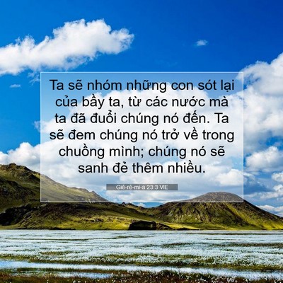 Picture 07 - Giê-rê-mi-a 23:3 VIE - Ta sẽ nhóm những con sót lại của bầy - Bible Verse Picture