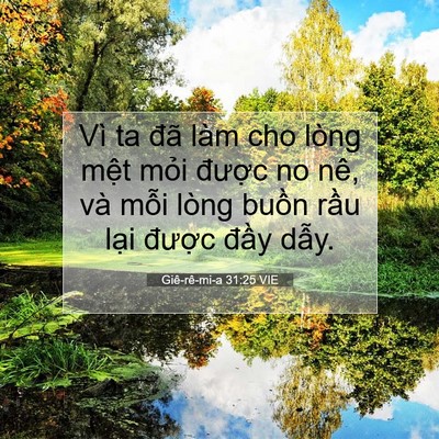 Picture 07 - Giê-rê-mi-a 31:25 VIE - Vì ta đã làm cho lòng mệt mỏi được - Bible Verse Picture