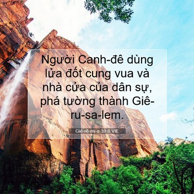 Picture 07 - Giê-rê-mi-a 39:8 VIE - Người Canh-đê dùng lửa đốt cung vua - Bible Verse Picture