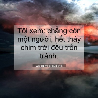Picture 07 - Giê-rê-mi-a 4:25 VIE - Tôi xem: chẳng còn một người, hết - Bible Verse Picture