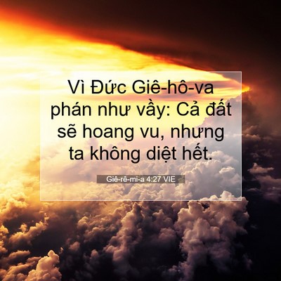 Picture 07 - Giê-rê-mi-a 4:27 VIE - Vì Đức Giê-hô-va phán như vầy: Cả - Bible Verse Picture